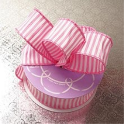 Pink Striped Wired Ribbon Colored - 1-1/2 X 10 Yards - Cotton - Embellishments & Trims by Paper Mart