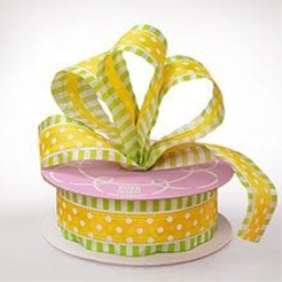 Sheer Yellow-Lime Polka Stripe Ribbon - 1-1/2 X 25yd - Polyester - Embellishments & Trims by Paper Mart
