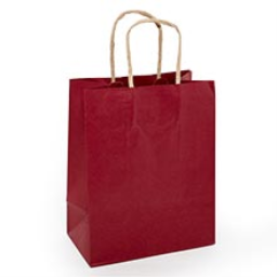 Burgundy Kraft Paper Handle Bags Colored Gusset - 3 1/4 - Quantity: 25 - Twist Handle Bags - Baseweight: 65 Lbs Width: 5 1/2 Height/Depth: 8 3/8