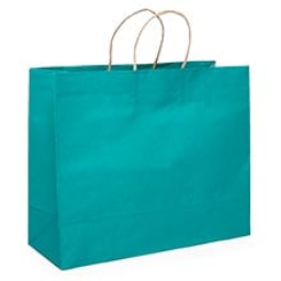 Turquoise Kraft Handle Bag-Pkg Colored - 16 X 6 X 13 - Gusset - 6 - Quantity: 25 - Twist Handle Bags - Baseweight: 65 Lbs by Paper Mart