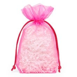 Hot Pink Gusset Organza Bags Colored Satin Gusset - 1 - Quantity: 30 - Fabric Bags Width: 3 1/2 Height/Depth: 5 1/2 by Paper Mart