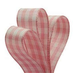 light Pink Gingham Ribbon - 5/8 X 25yd - Polyester by Paper Mart