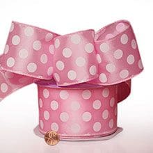 Pink Jumbo Dots Wired Satin Ribbon - 2-1/2 X 20 Yards - Polyester by Paper Mart