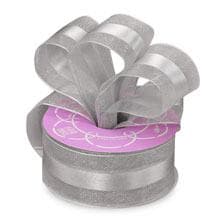 Silver Sheer Ribbon with Satin Stripe - 1-1/2 X 10 Yards - by Paper Mart