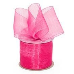 Hot Pink Shimmer Sheer Organza Ribbon - 7/8 X 100 Yards - by Paper Mart